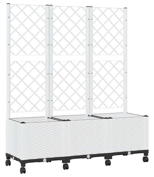 Zahradní truhlík s treláží a koly Bílá 120 x 40 x 146 cm PP