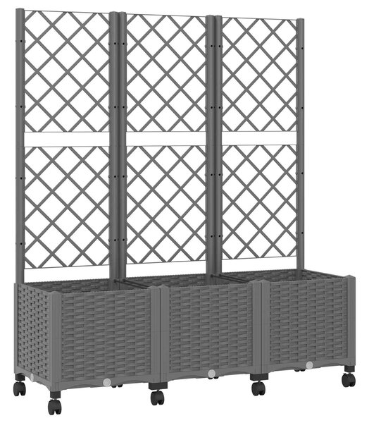 Zahradní truhlík s treláží a koly Světle šedá 120 x 40 x 146 cm