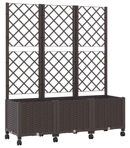 Zahradní truhlík s treláží a koly Hnědá 120 x 40 x 146 cm PP