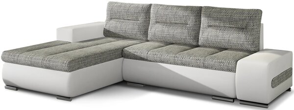 Prostorná rozkládací sedací souprava KAIROH - popelavá / bílá eko kůže, levý roh