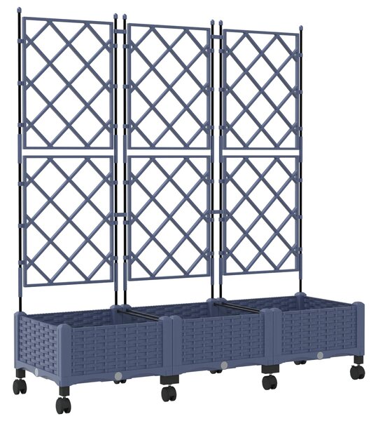 Zahradní truhlík s treláží a koly 3 ks Šedá 120 x 40 x 131,5 cm