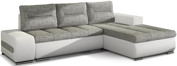 Prostorná rozkládací sedací souprava KAIROH - popelavá / bílá eko kůže, pravý roh