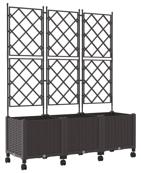 Zahradní truhlík s treláží a koly 3 ks Hnědá 120 x 40 x 149 cm