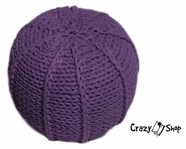Pletený puf CRAZYSHOP MELON, fialový (ručně pletený)