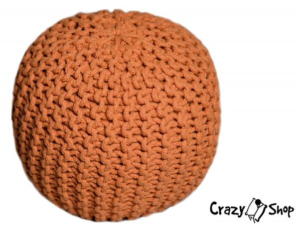 Pletený puf CRAZYSHOP SOLID Mini, oranžový (ručně pletený)