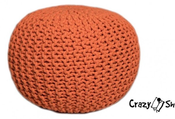 Pletený puf CRAZYSHOP SOLID, oranžová (ručně pletený)