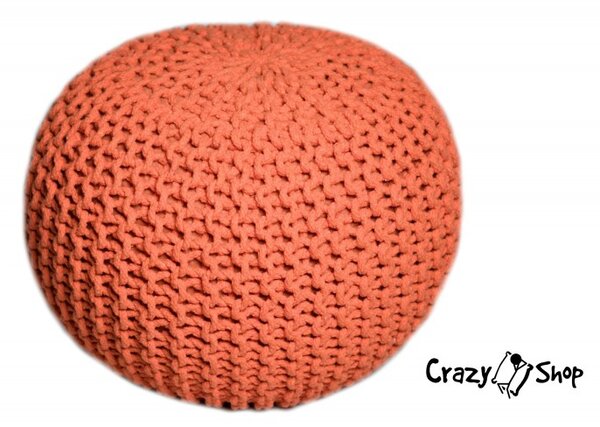 Pletený puf CRAZYSHOP SOLID, oranžová (ručně pletený)