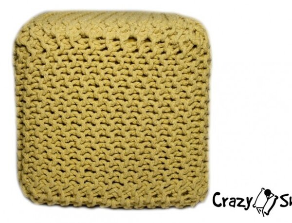 Pletený puf CRAZYSHOP CUBE, žlutá (ručně pletený)
