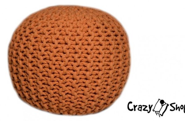 Pletený puf CRAZYSHOP SOLID Mini, oranžový (ručně pletený)