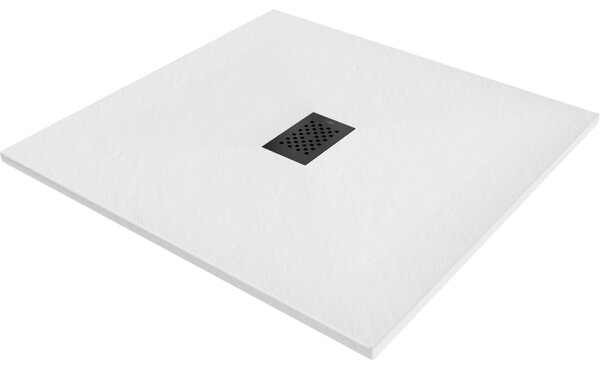Mexen Hugo, čtvercová sprchová vanička SMC 100 x 100 cm, bílá, černá krytka, 42101010-B
