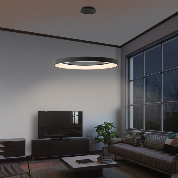 Mantra 8571 Niseko II, závěsné kruhové svítidlo LED 50W, 2700-5000K, dálk. ovládání, černá, průměr 65cm