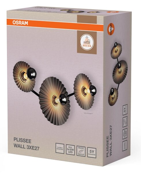 LEDVANCE nástěnné svítidlo Decor Plisse 3xE27 220-240 V tmavě šedé