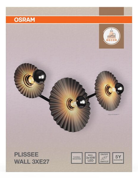 LEDVANCE nástěnné svítidlo Decor Plisse 3xE27 220-240 V tmavě šedé
