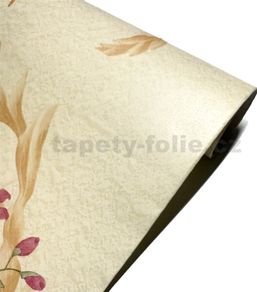 Samolepící tapety 45 cm x 10 m IMPOL TRADE 9130, květy s ornamenty na béžové omítce, samolepící tapety