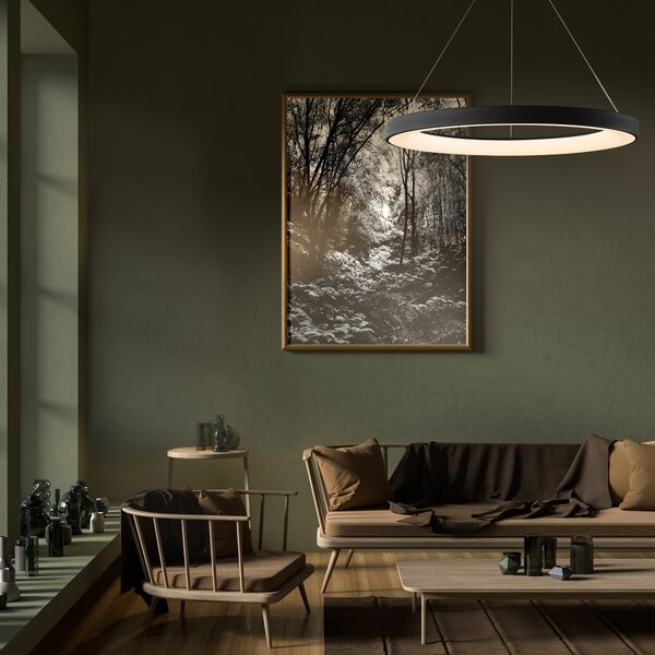 Mantra 8571 Niseko II, závěsné kruhové svítidlo LED 50W, 2700-5000K, dálk. ovládání, černá, průměr 65cm
