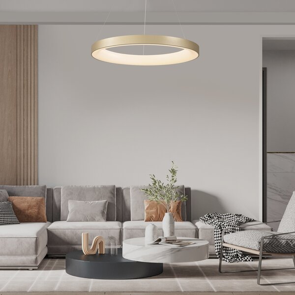 Mantra 8573 Niseko II, závěsné kruhové svítidlo LED 50W, 2700-5000K, dálk. ovládání, zlatá, průměr 65cm