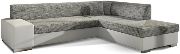Rozkládací sedačka s úložným prostorem VALE - popelavá / bílá, pravý roh