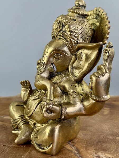 Soška Ganéši z Indie – odlévaný bronz, 16 cm