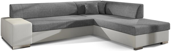 Rozkládací sedačka s úložným prostorem VALE - šedá / bílá, pravý roh