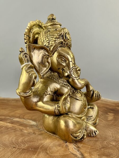 Soška Ganéši z Indie – odlévaný bronz, 16 cm