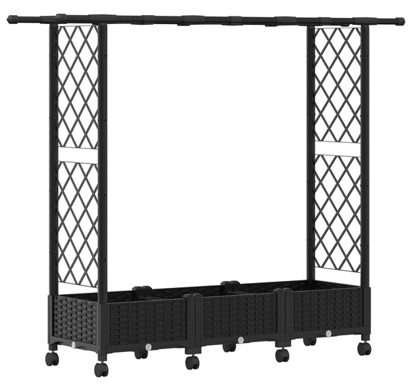 Vyvýšený záhon s treláží a střechou Černá 164 x 40 x 127 cm PP