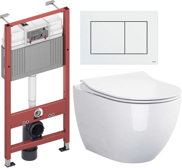 Sada WC mísa se sedátkem s pomalým sklápěním Cersanit Zen S701-428, podomítkový WC modul Tece Base 9400407, 9.240.400
