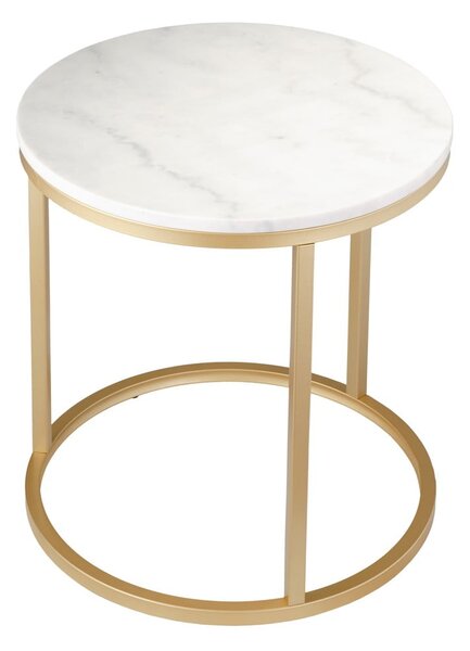 Mramorový odkládací stolek s konstrukcí v barvě mosazi RGE Accent, ⌀ 50 cm