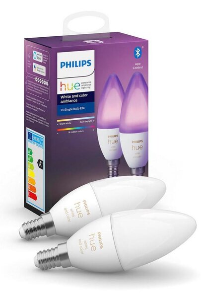 SADA 2x LED Stmívatelná žárovka Philips Hue WHITE AND COLOR E14/5,3W/230V