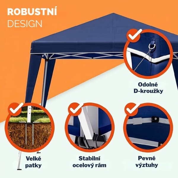 Párty stan / pavilon CAPRI PLUS se 2 bočními stěnami, 3×3 m, modrá Casaria