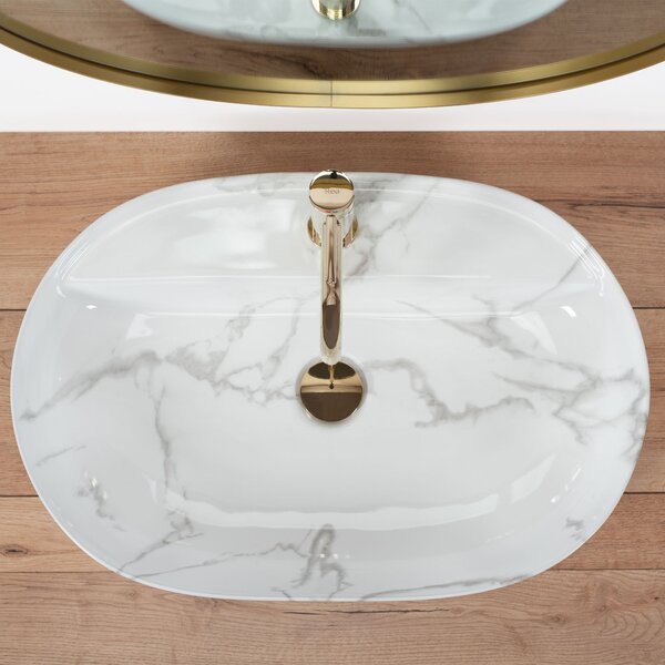 Rea Aura, umyvadlo na desku 61x41x13 cm, imitace kamene, REA-U8003
