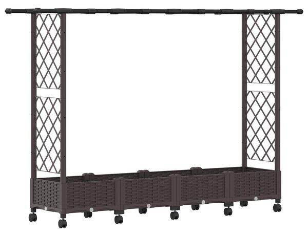 Vyvýšený záhon s treláží a střechou Hnědá 203 x 40 x 127 cm PP