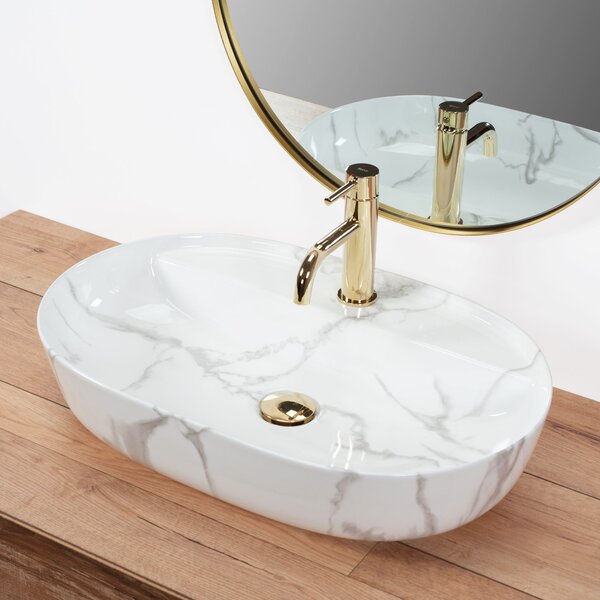 Rea Aura, umyvadlo na desku 61x41x13 cm, imitace kamene, REA-U8003
