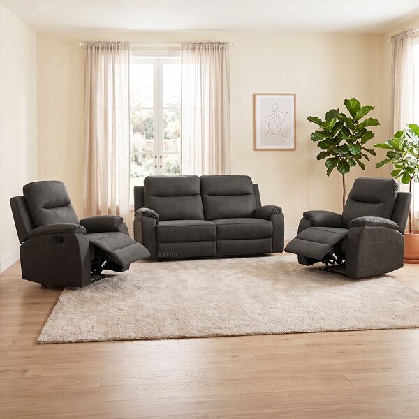 Sedací sestava MALAGA 2,5+1+1 s FUNKCÍ RELAX | tmavě šedá