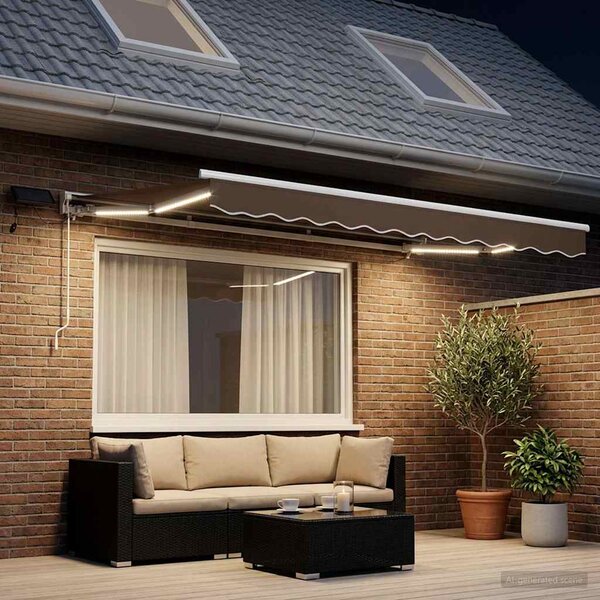 Manuální rám markýzy s LED Taupe 3 x 2,5 m