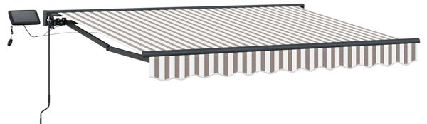 Manuální rám markýzy s LED Světle šedá a bílá 3 x 2,5 m