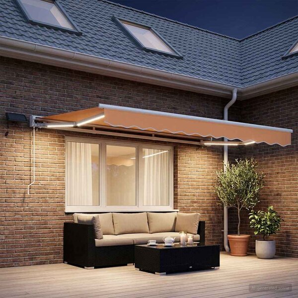 Manuální rám markýzy s LED Písková 3 x 2,5 m