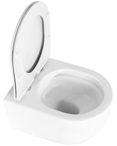 Rea Oliver, závěsná WC mísa Rimless se sedátkem s pomalým dopadem, bílá, REA-C6509