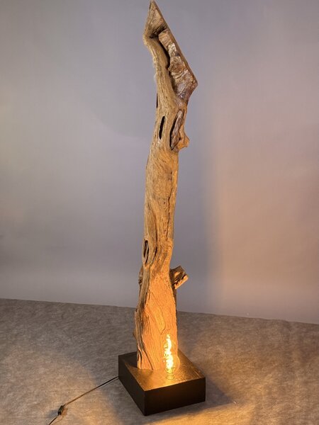 Podlahová lampa z teakového kořene – ruční výroba Jáva, 175 cm