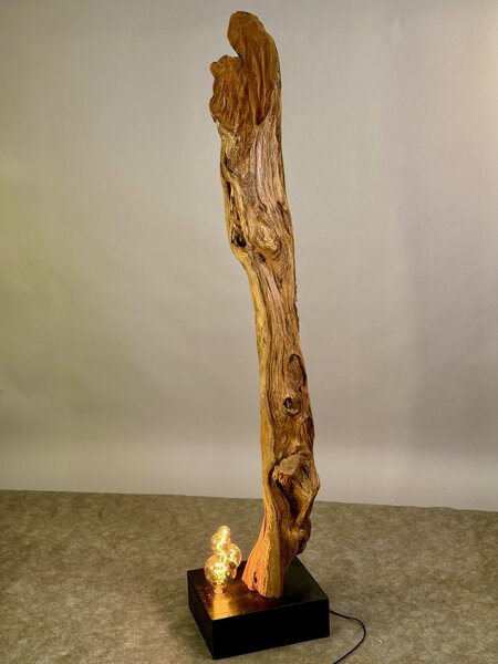 Podlahová lampa z teakového kořene – ruční výroba Jáva, 175 cm