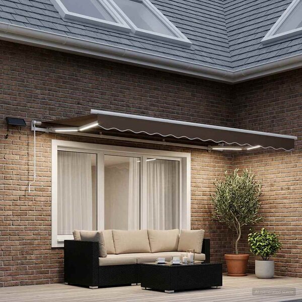 Stahovací markýza Taupe 350 x 250 cm Látka a hliník