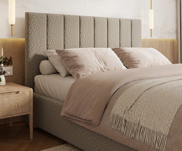 Čalouněná postel AUSTIN 90x200cm Šedá Boucle s úložným prostorem kovový rošt