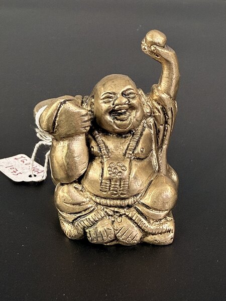 Kovová soška smějící se Buddha 6,5 cm – Indie