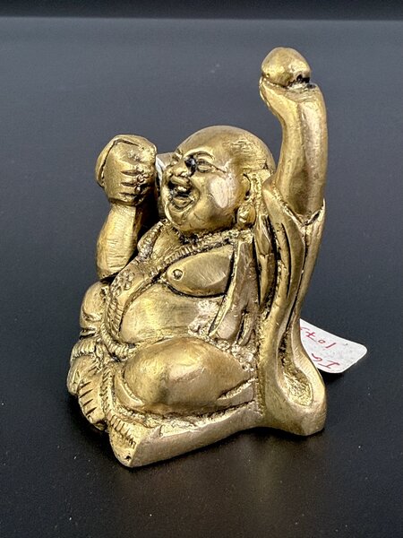Kovová soška smějící se Buddha 6,5 cm – Indie