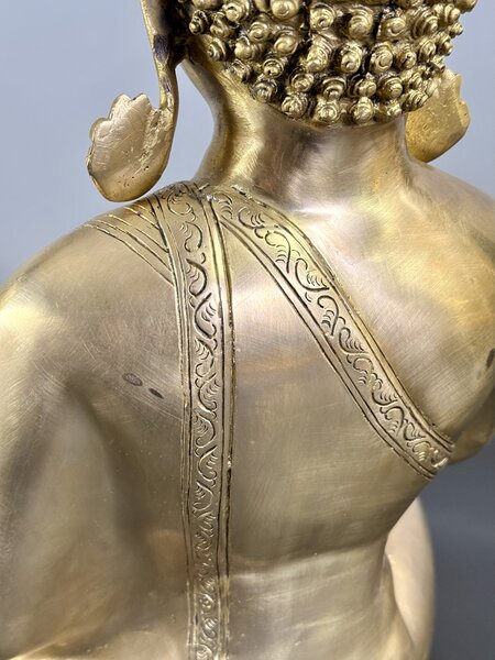 Kovová soška Buddha 49 cm (15 kg) – odlitek z Radžastánu, Indie