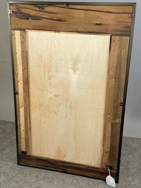 Zrcadlo z Jávy 130×85 cm z teakového dřeva v ocelovém rámu