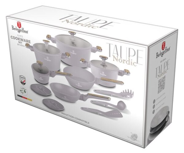 Sada nádobí s titanovým povrchem 15 ks Taupe Nordic Collection