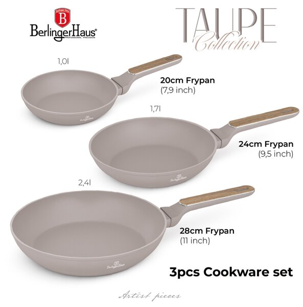 Sada pánví s titanovým povrchem 3 ks Taupe Nordic Collection