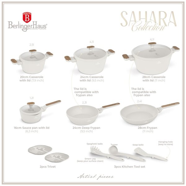 Sada nádobí s titanovým povrchem 15 ks Sahara Nordic Collection