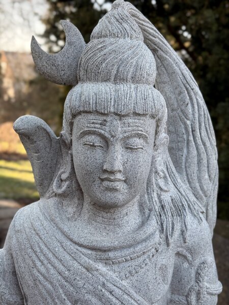 Monumentální kamenná socha Šiva 130 cm z říčního kamene (Jáva)