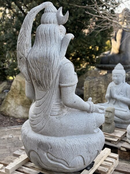 Monumentální kamenná socha Šiva 130 cm z říčního kamene (Jáva)